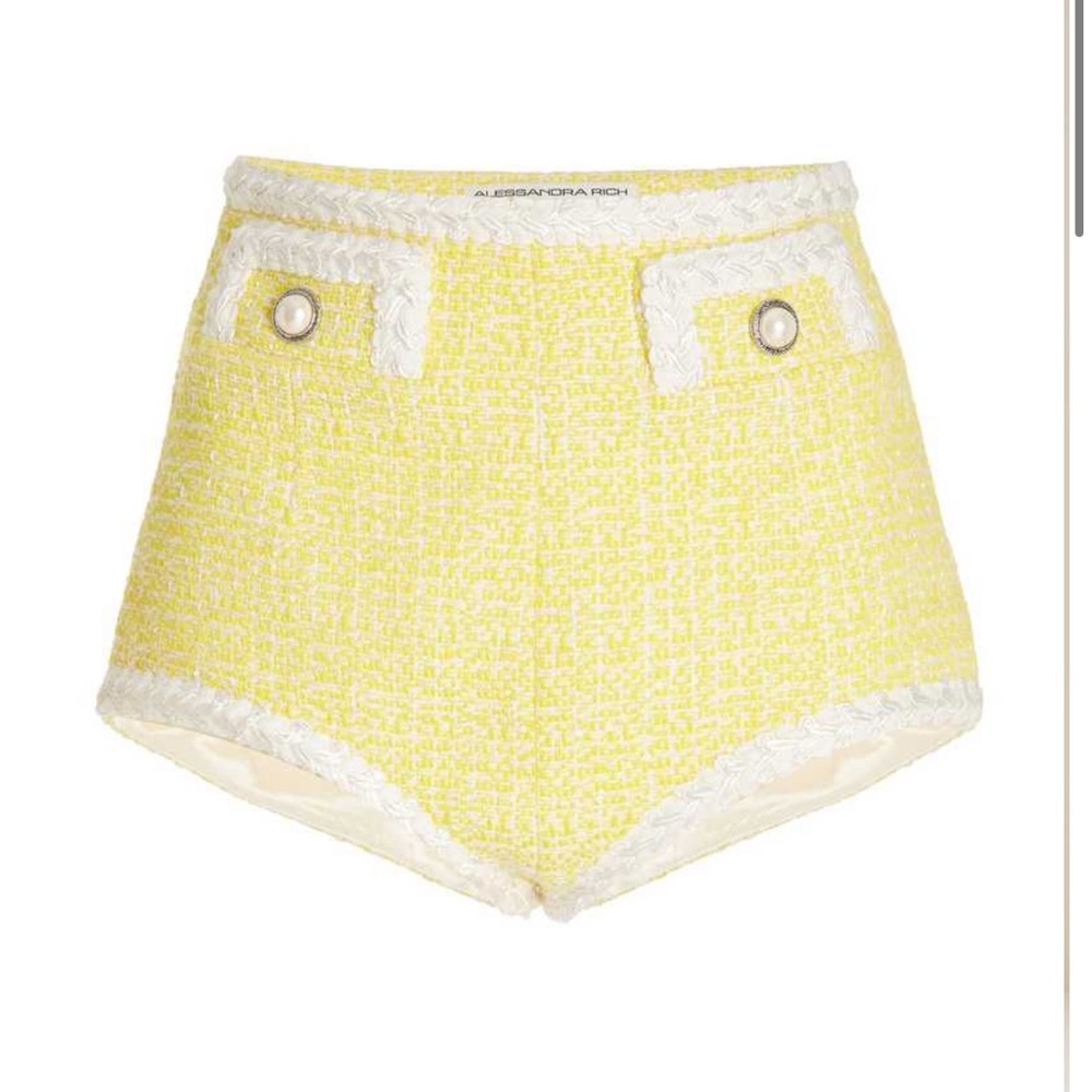 Alessandra Rich Yellow and White Women Shorts